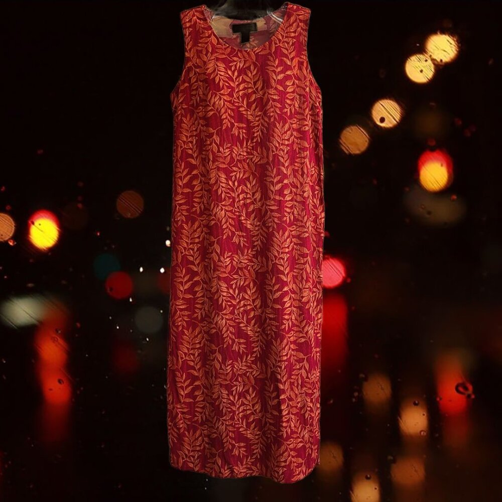 VTG 90's Norton McNaughton Women's Sleeveless Dress Vintage Crinkle Rayon Size L